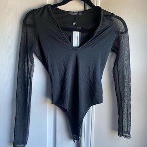 NWT Nasty Gal black long sleeve bodysuit